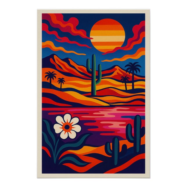 Surrealistische Wüstenlandschaft Poster (Vorderseite)