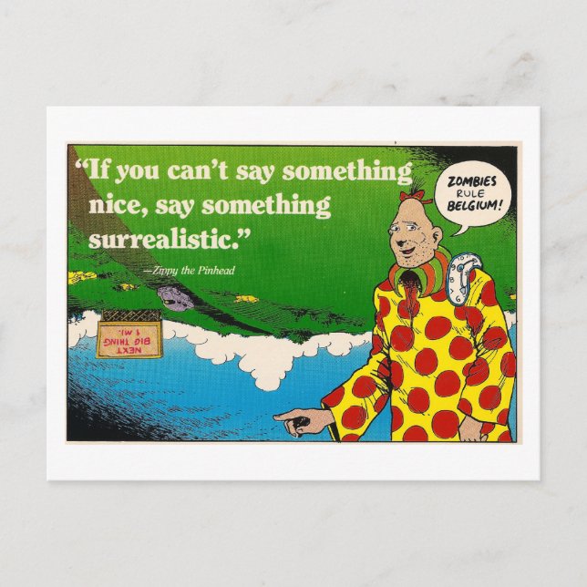 Surrealistische Zippy-Karte Postkarte (Vorderseite)