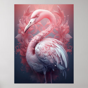 Surrealistischer abstrakter rosa Flamingo Poster