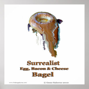 Surrealistischer Ei-, Speck-u. Käse-Bagel Poster