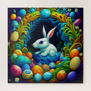 Surrealistischer Osterhase mit Eiern Puzzle