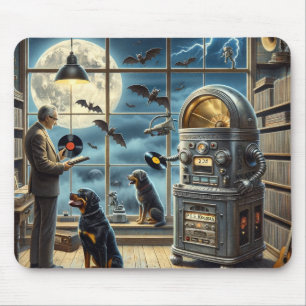 Surrealistischer Vinyl,Rottweiler Mousepad