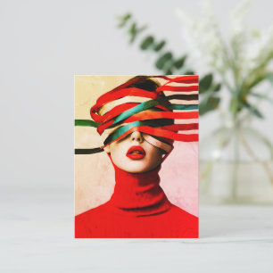 Surrealistisches Band Moderne Minimalistische Frau Postkarte