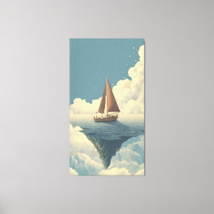Surrealistisches Boot, das über den Himmel segelt  Leinwanddruck