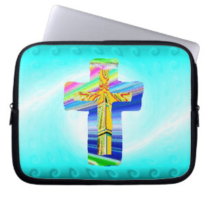 Surrealistisches christliches Kreuz Laptopschutzhülle