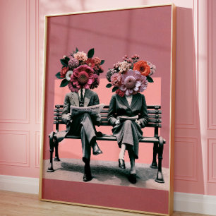Surrealistisches florales Porträt-Wandkunst-Vintag Poster