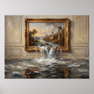 Surrealistisches gerahmtes Gemälde Wasserfall-Kuns Poster