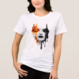 Surrealistisches Geschmolzenes-Gesicht-Kunst Fraue Tri-Blend Shirt