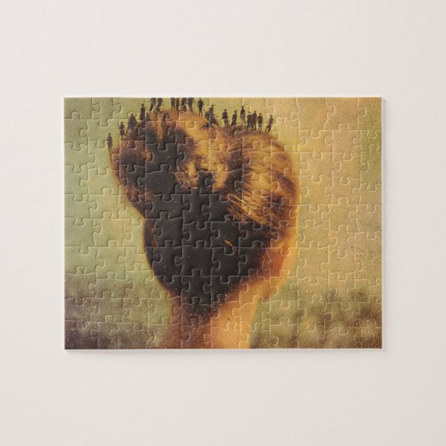 Sürrealistisches Haar mit winzigen Menschen Puzzle (Horizontal)