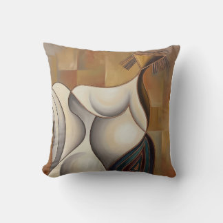 Surrealistisches Kissen Frau auf Rädern