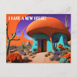 Surrealistisches Pilzhaus Neue Adresse Postkarte