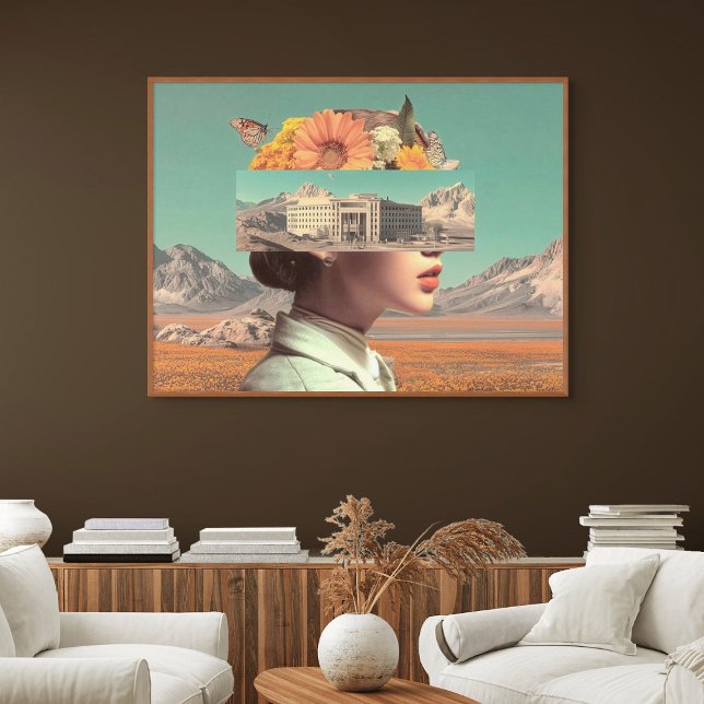 Surrealistisches Porträt mit architektonischer Lan Poster (Surreal Portrait with Architectural Landscape)