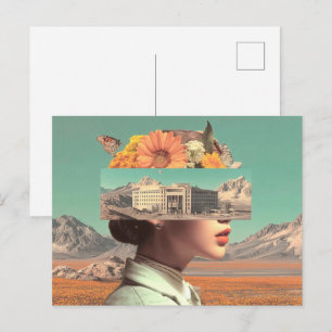 Surrealistisches Porträt mit architektonischer Lan Postkarte