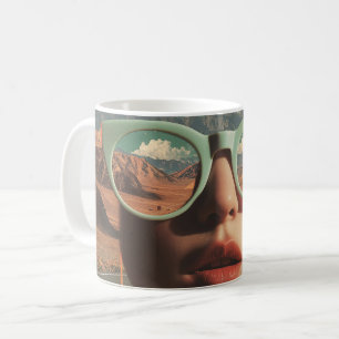 Surrealistisches Porträt mit Brille, die Wüste ref Kaffeetasse