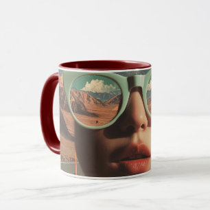 Surrealistisches Porträt mit Brille, die Wüste wid Tasse