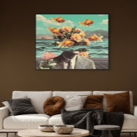 Surrealistisches Porträt mit Goldfischblumen und O