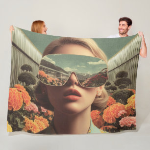 Surrealistisches Porträt mit Sonnenbrille, die Blu Fleecedecke