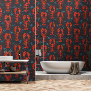 Surrealistisches Tierdesign mit Hummer-Muster. Tapete
