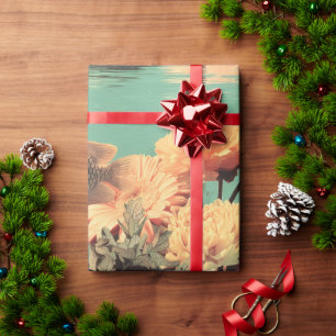 Surrealistisches Unterwasserporträt mit Korallenbl Geschenkpapier