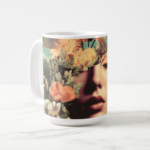 Surrealistisches Unterwasserporträt mit Korallenbl Kaffeetasse