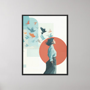 Surrealistisches Vintage-Frauenposter Moderne reda Leinwanddruck