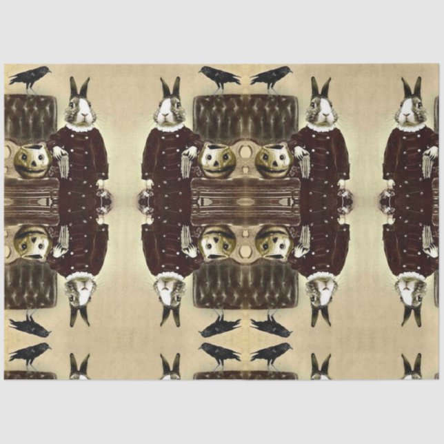 Surrealistisches Vintages Halloween-Gewebe Seidenpapier (Vorderseite)