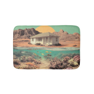 Surrealistisches Wüstenhaus mit Unterwasser-Riff Badematte