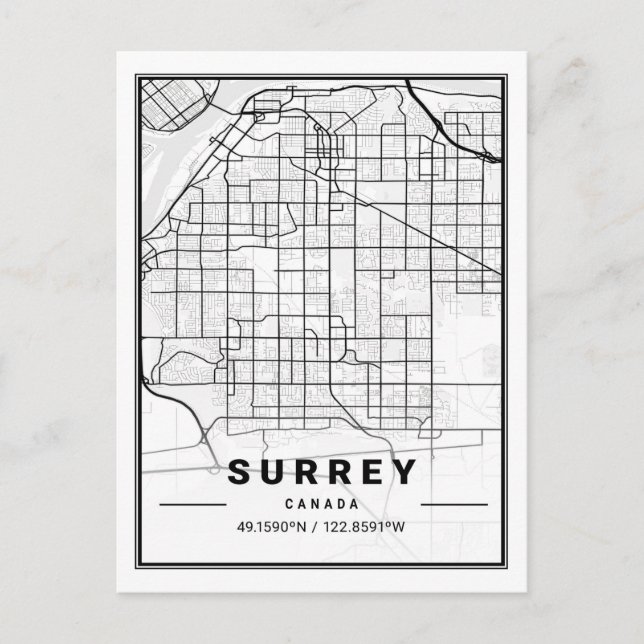 Surrey British Columbia Canada Travel City Map Postkarte (Vorderseite)