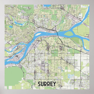 Surrey Canada-Karte Poster