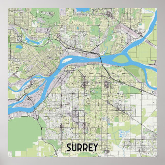 Surrey Canada-Karte Poster
