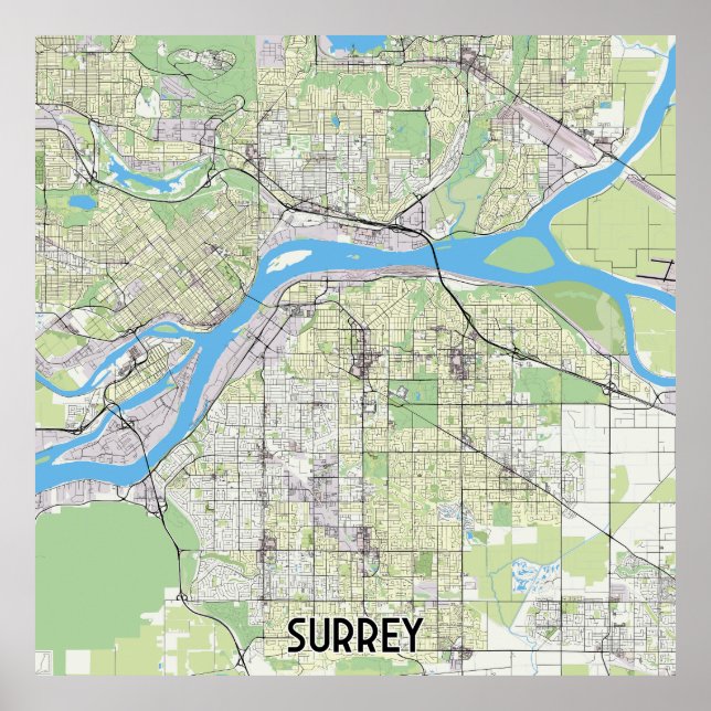 Surrey Canada-Karte Poster (Vorne)