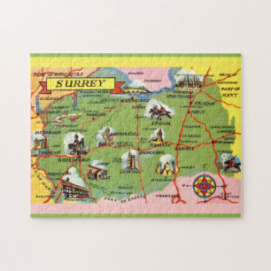 Surrey England 11x14 Karte Puzzle
