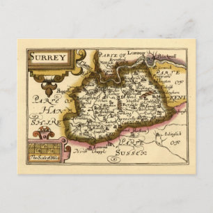 Surrey Landkreis England Altes Antiquariat Atlas K Postkarte
