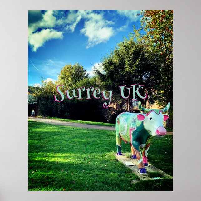 Surrey UK Cow Art Poster (Vorne)