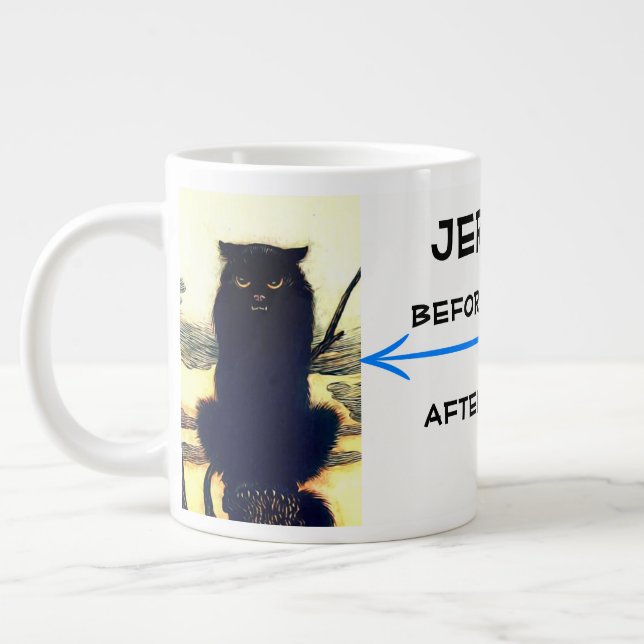 Surround Cat & Happy Cat Before & After Coffee Jumbo-Tasse (Links)