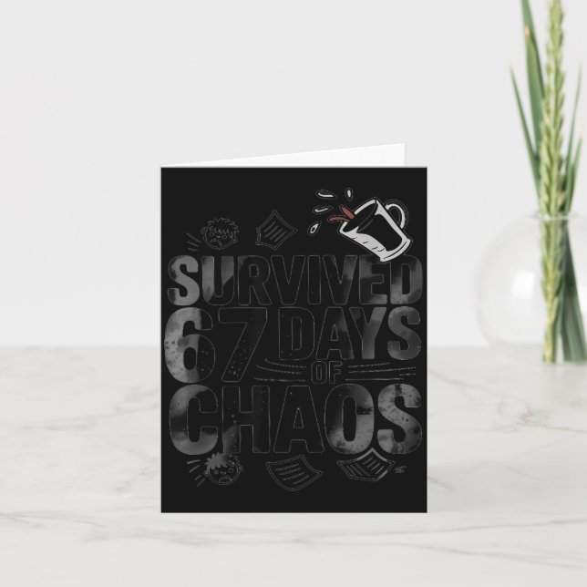 Survived 67 Days Of Chaos Funny Teacher Coffee  Karte (Vorderseite)