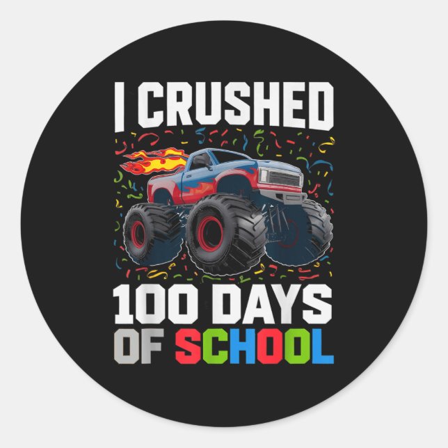 Survived I Crushed 100 Days School Monster 1st Gra Runder Aufkleber (Vorderseite)