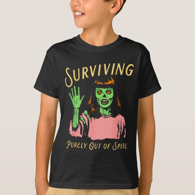 Surviving Purely Out Of Ste Retro Zombie Halloween T-Shirt (Vorderseite)