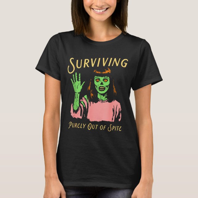 Surviving Purely Out Of Ste Retro Zombie Halloween T-Shirt (Vorderseite)
