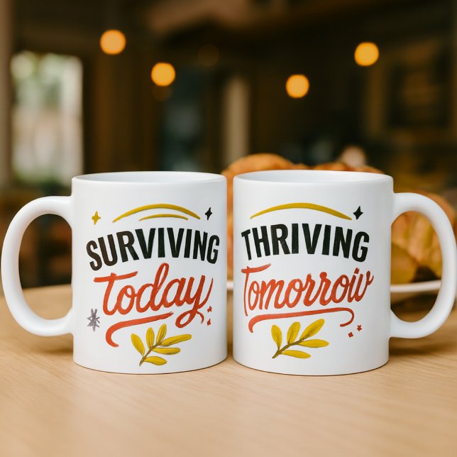 Surviving Today & Thriving Tomorrow Motivational Kaffeetasse (surviving today thriving tomorrow)