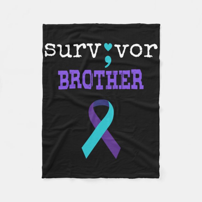 Survivor Brother Semicolon Geschenk Suizidpräventi Fleecedecke (Vorderseite)
