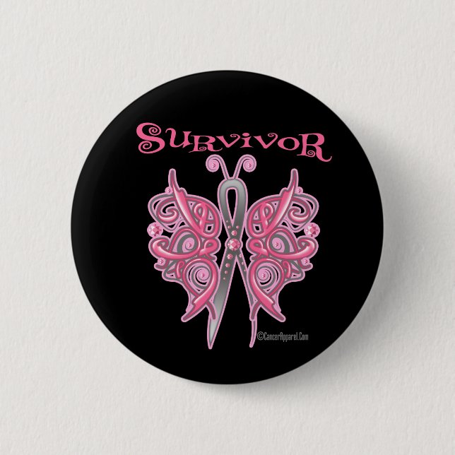 Survivor Celtic Butterfly - Brustkrebs Button (Vorderseite)