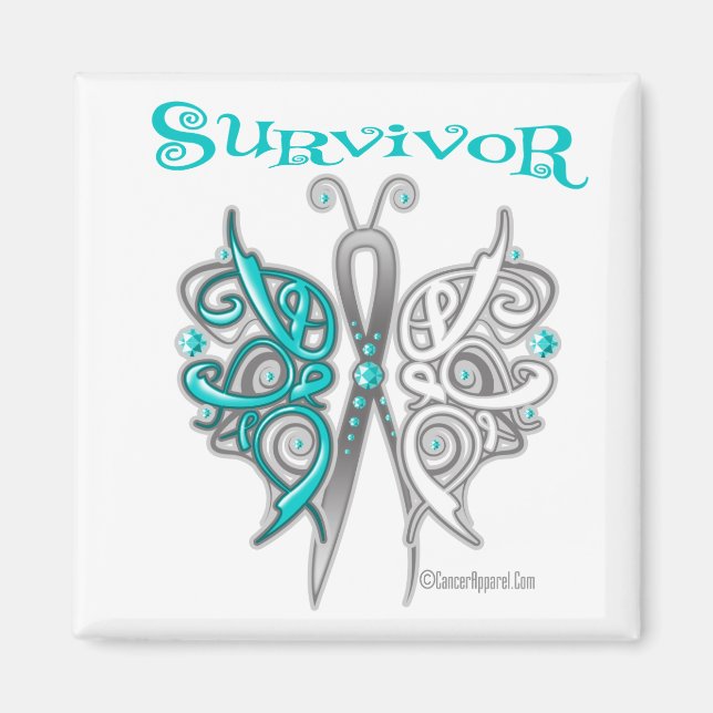 Survivor Celtic Butterfly - Gebärmutterhalskrebs Magnet (Vorne)
