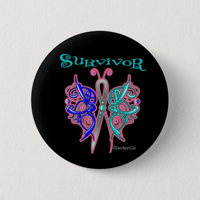 Survivor Celtic Butterfly - Schilddrüsenkrebs Button (Vorderseite)