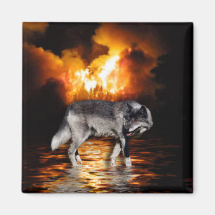 "Survivor" Graue Wolfspenden Magnet