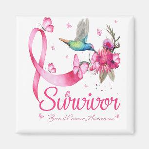 Survivor Hummingbird Ribbon Brustkrebs Magnet