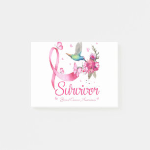 Survivor Hummingbird Ribbon Brustkrebs Post-it Klebezettel
