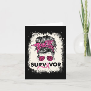 Survivor Messy Bun Breast Cancer Awareness Pink Wa Karte