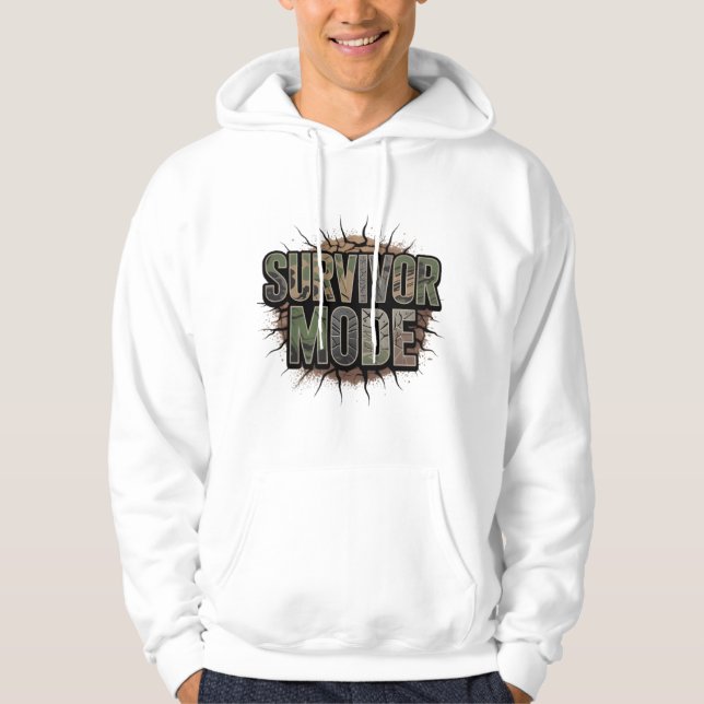 Survivor Mode Männerhoodie – Durchbruch-Style Hoodie (Vorderseite)