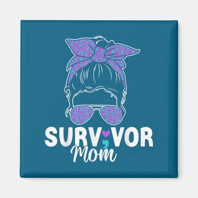 Survivor Mom - Semicolon Suicide Prevention Awaren Magnet (Vorne)